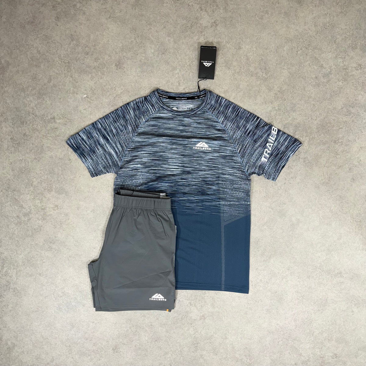 Trailberg seamless Zone short set - Grey/Blue