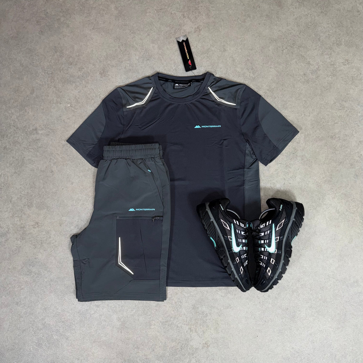 Monterrain orbit short set - Dark grey/Mint