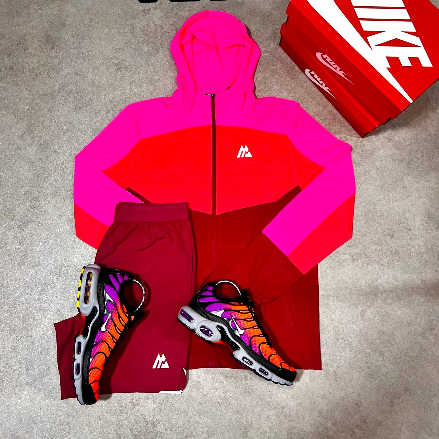 montirex Breeze 2.0 Windbreaker & short set - Neon Pink/Coral/Spiced Cherry