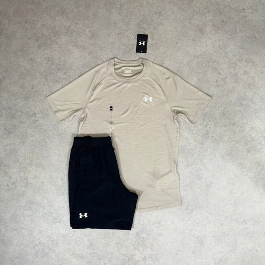 Under Armour Tech Wordmark Short set - Stone White