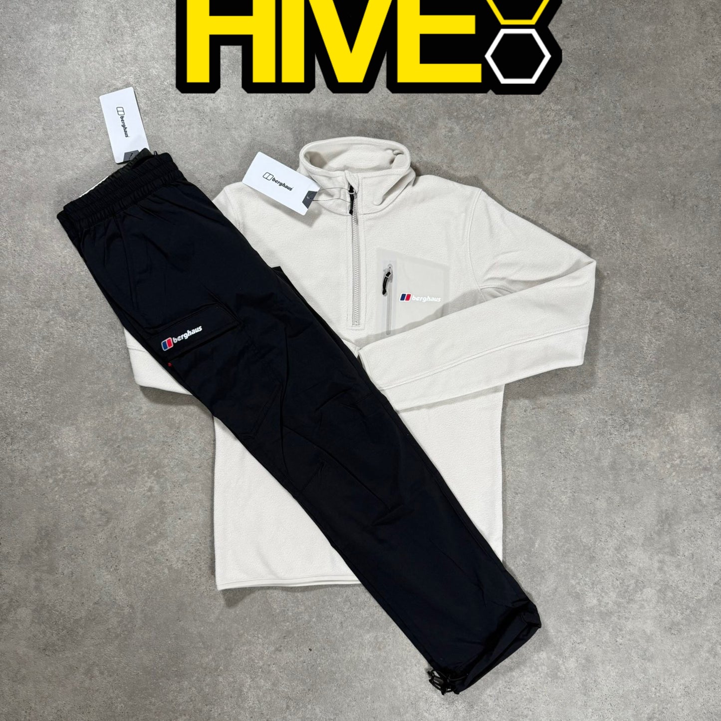 Berghaus 1/4 zip Fleece Tracksuit - Beige/Black
