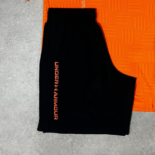 UNDER ARMOUR TECH SHORTS - BLACK/ORANGE