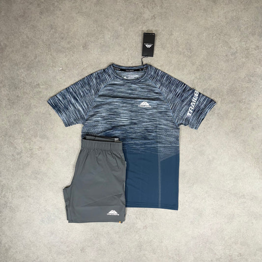 Trailberg seamless Zone short set - Grey/Blue