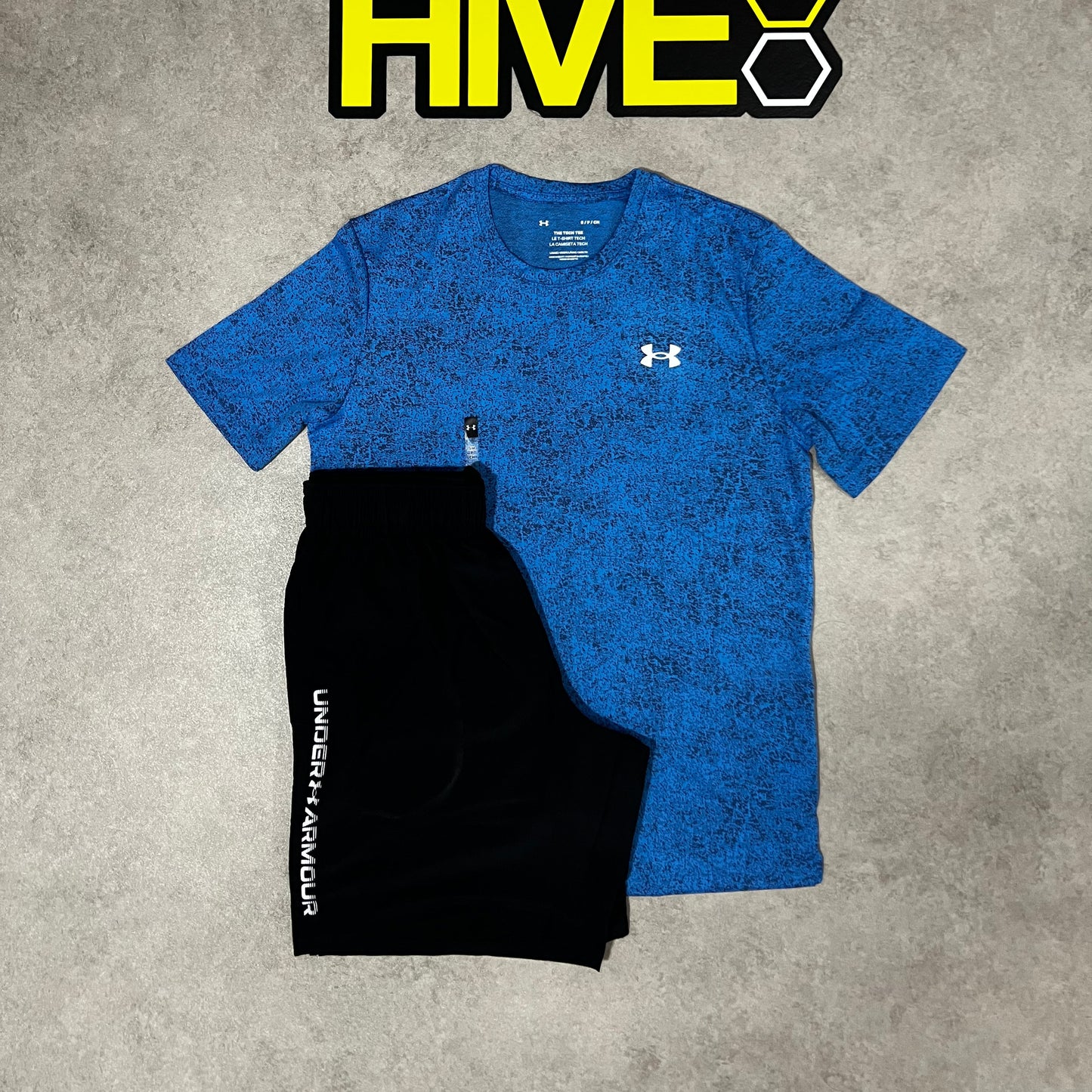UNDER ARMOUR PIXEL T-SHIRT SHORT TECH SET - BLUE