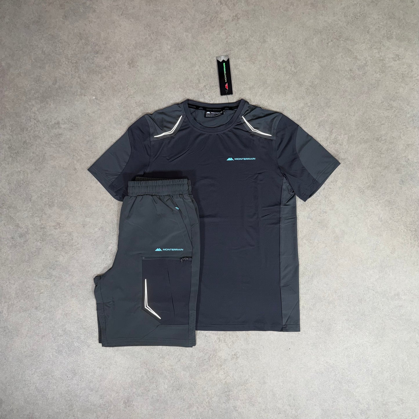 Monterrain orbit short set - Dark grey/Mint